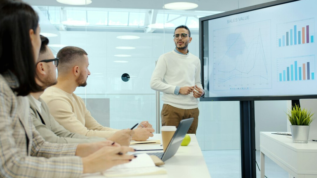 business professional giving presentation
