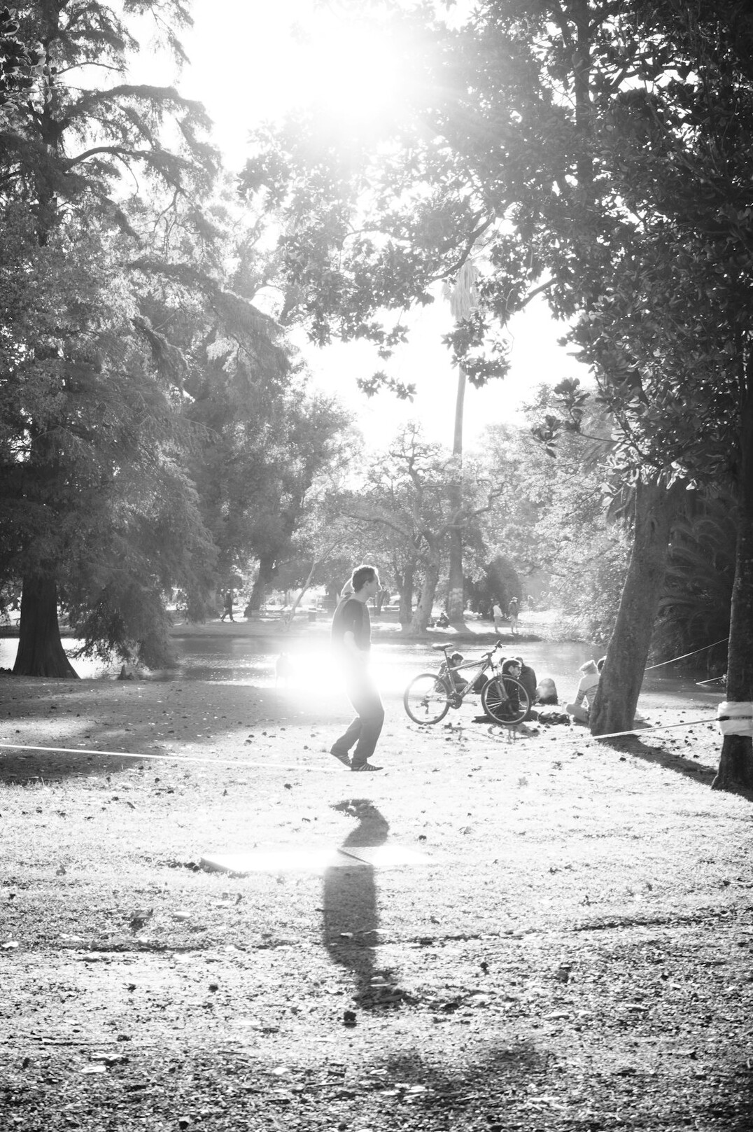 exercising in park